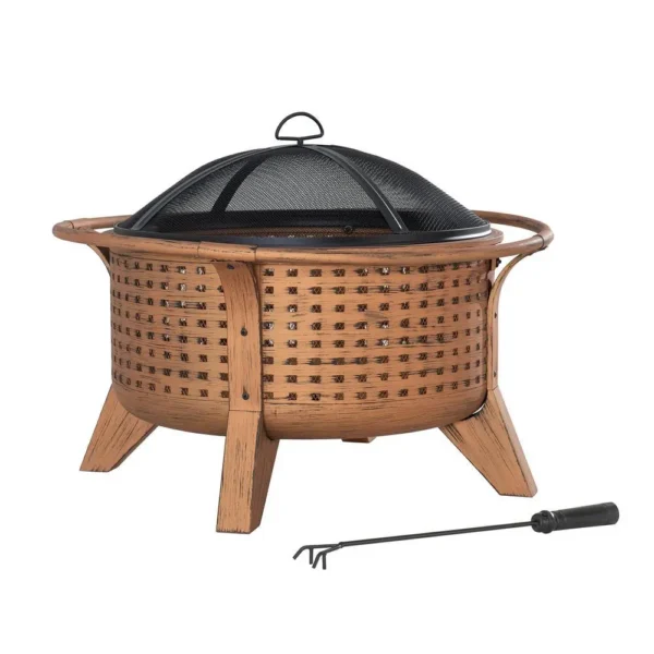 Sunjoy 30-Inch Outdoor Wood-Burning Fire Pit: Durable Steel Fire Bowl for Backyard Warmth & Ambiance
