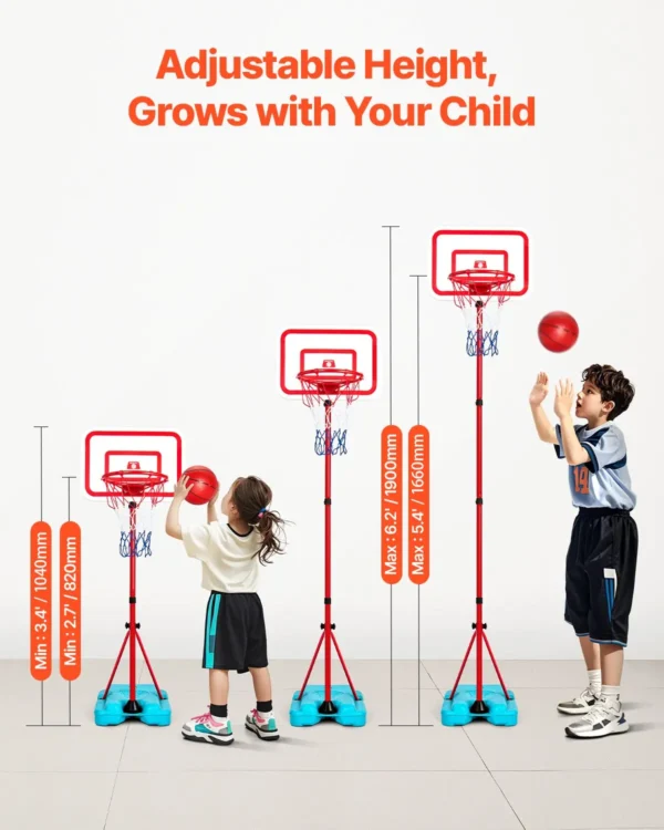 Kids Basketball Hoop Height Adjustable Portable Basketball Court for Kid Outdoor